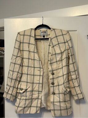 Kasper Cream Plaid green Blazer Jacket